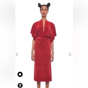 Norma Kamali Obie Dress to Midcalf Tango XS red velvet
